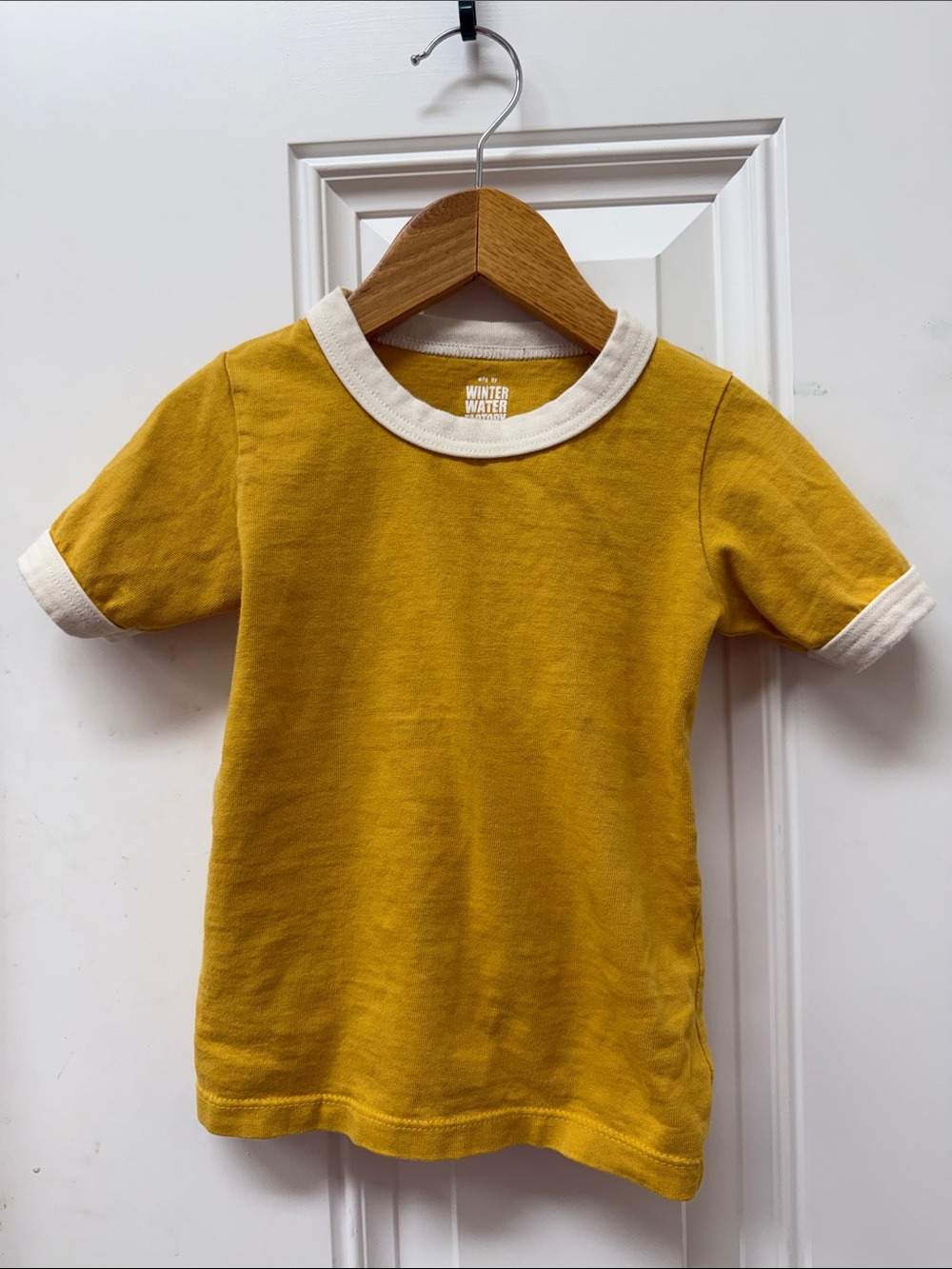Winter Water Factory Organic Cotton Mustard Short Sleeve Ringer Tee